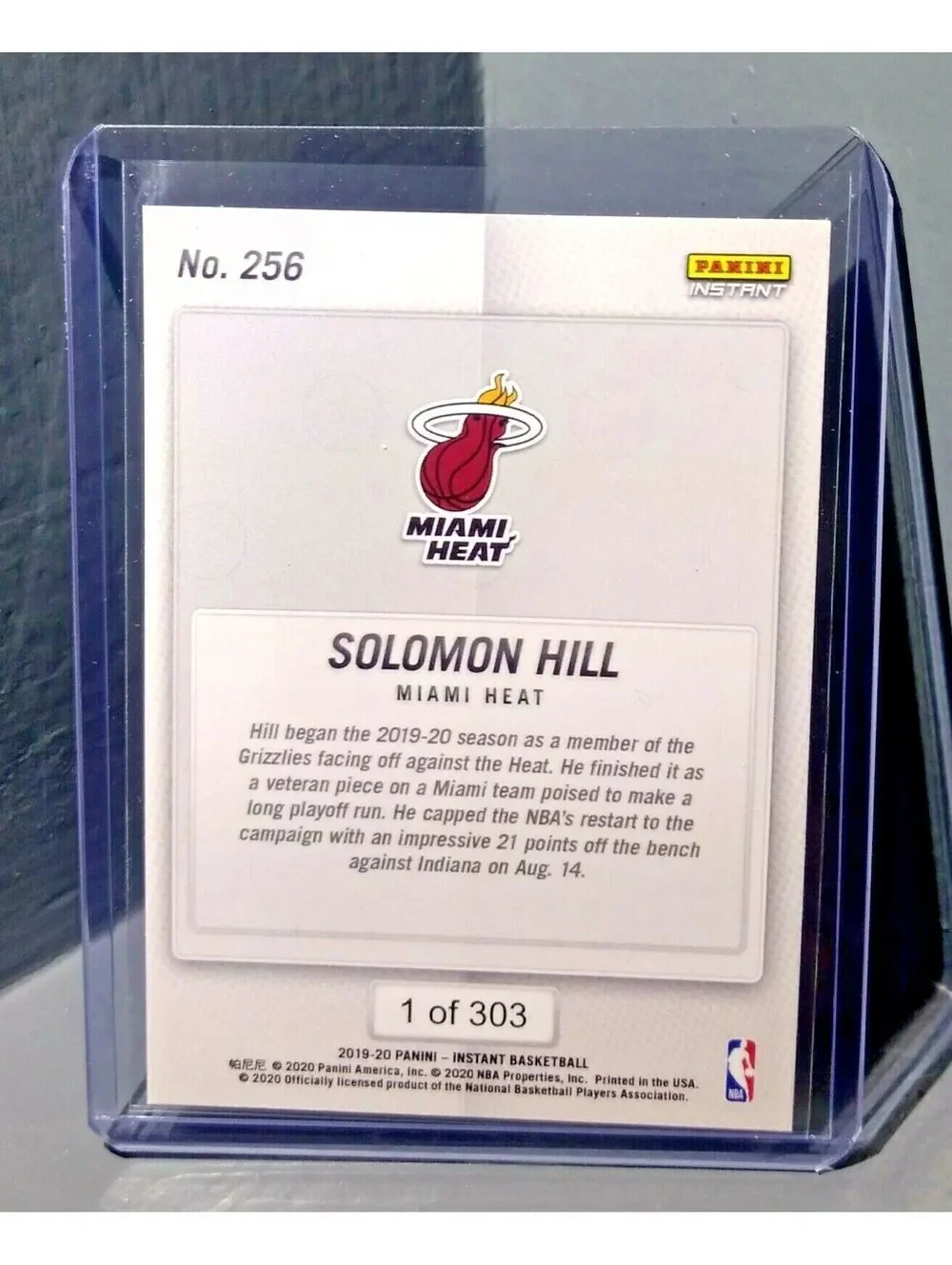Solomon Hill 2019-2020 Panini NBA Instant Heat #256 Basketball Card 1 of 303